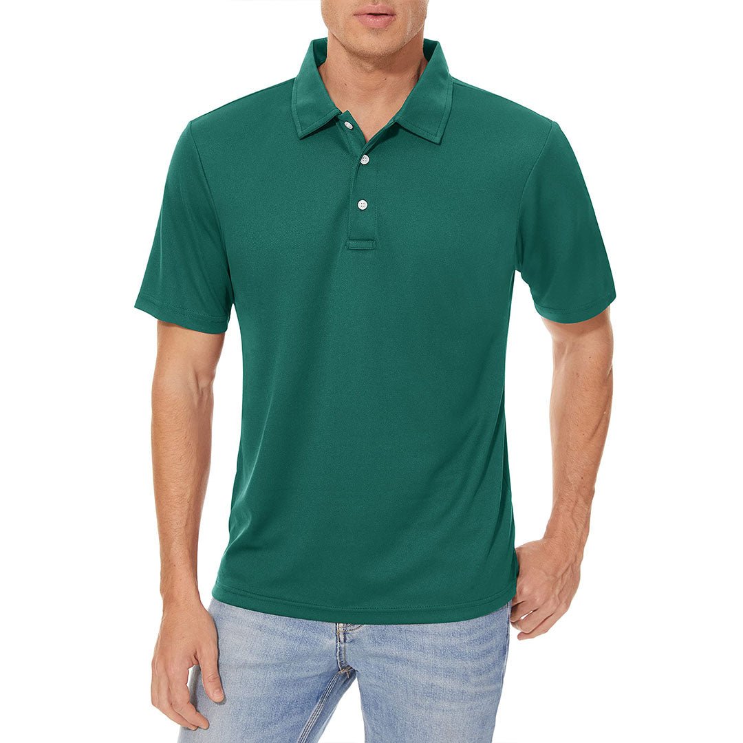 TACVASEN Emerald Green Men's Dry Fit Short Sleeve Performance Golf Polo Work Shirt