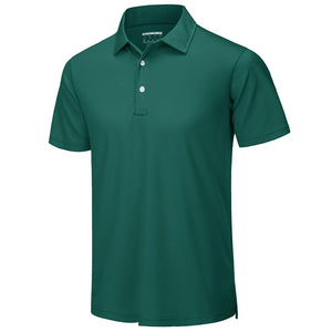TACVASEN Emerald Green Men's Dry Fit Short Sleeve Performance Golf Polo Work Shirt