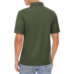 TACVASEN Army Green Men's Dry Fit Short Sleeve Performance Golf Polo Work Shirt