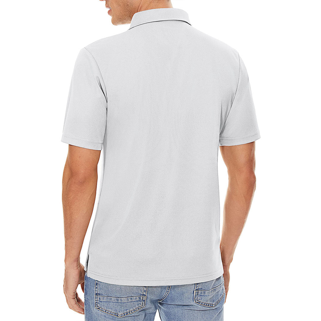 TACVASEN White Men's Dry Fit Short Sleeve Performance Golf Polo Work Shirt
