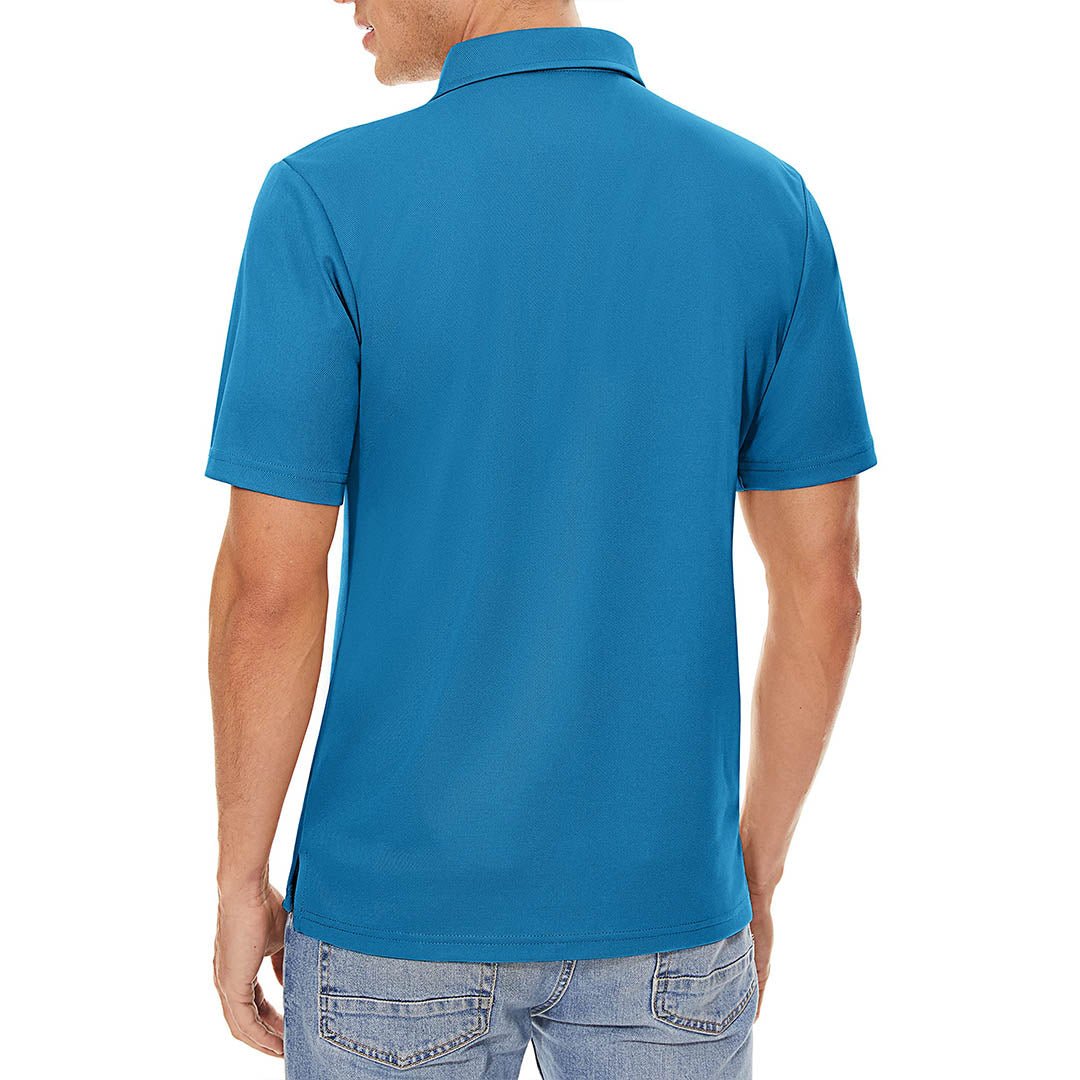 TACVASEN Blue Green Men's Dry Fit Short Sleeve Performance Golf Polo Work Shirt