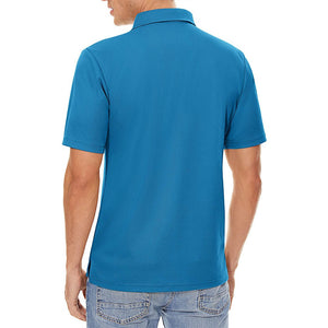 TACVASEN Blue Green Men's Dry Fit Short Sleeve Performance Golf Polo Work Shirt
