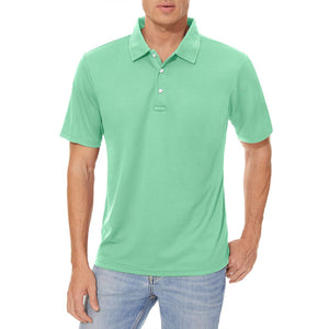 TACVASEN Mint Green Men's Dry Fit Short Sleeve Performance Golf Polo Work Shirt
