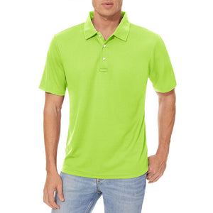 TACVASEN Yellow Green Men's Dry Fit Short Sleeve Performance Golf Polo Work Shirt
