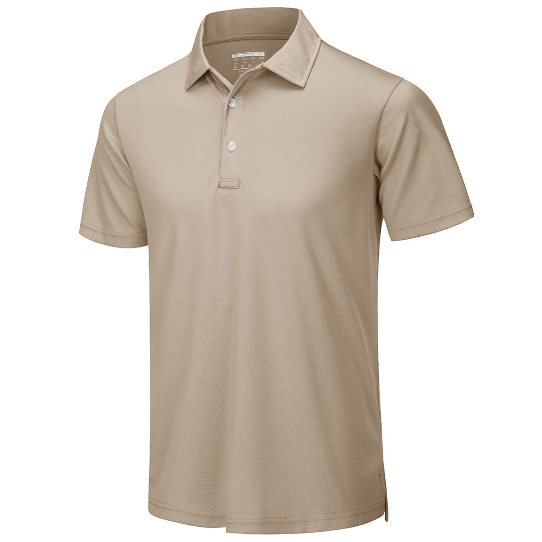TACVASEN Khaki Men's Dry Fit Short Sleeve Performance Golf Polo Work Shirt