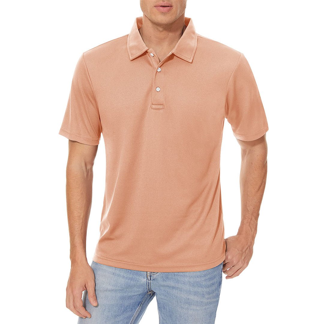 TACVASEN Apricot Men's Dry Fit Short Sleeve Performance Golf Polo Work Shirt