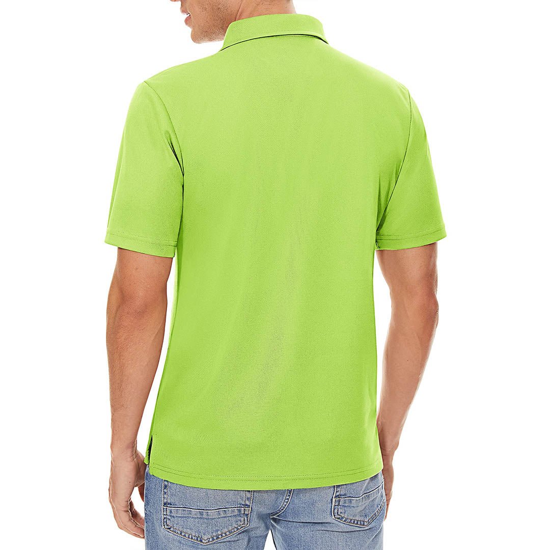TACVASEN Yellow Green Men's Dry Fit Short Sleeve Performance Golf Polo Work Shirt