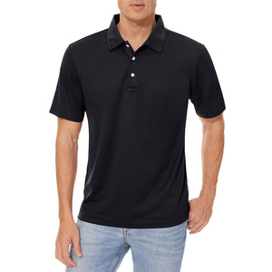 TACVASEN Black Men's Dry Fit Short Sleeve Performance Golf Polo Work Shirt