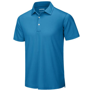 TACVASEN Blue Green Men's Dry Fit Short Sleeve Performance Golf Polo Work Shirt