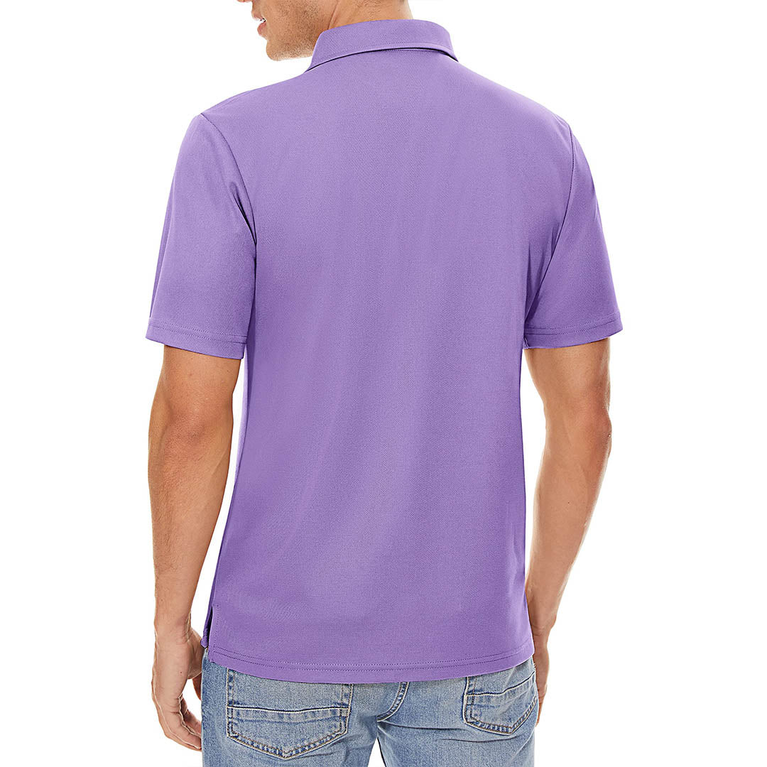 TACVASEN Light Purple Men's Dry Fit Short Sleeve Performance Golf Polo Work Shirt