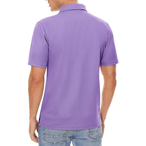 TACVASEN Light Purple Men's Dry Fit Short Sleeve Performance Golf Polo Work Shirt