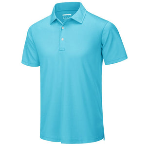 TACVASEN Ice Blue Men's Dry Fit Short Sleeve Performance Golf Polo Work Shirt