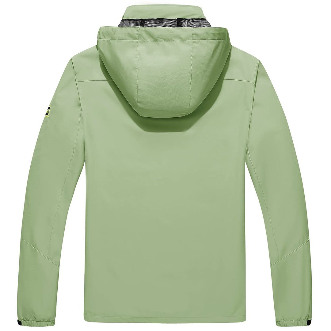 TACVASEN Light Green Men's Waterproof Outdoor Hiking Jacket with Zipped Pockets