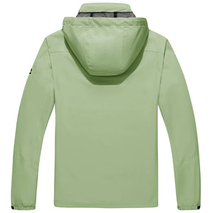 TACVASEN Light Green Men's Waterproof Outdoor Hiking Jacket with Zipped Pockets