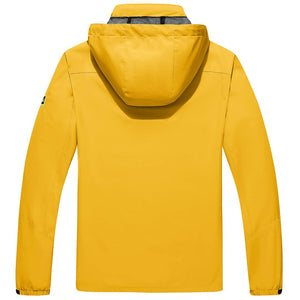 TACVASEN Yellow Men's Waterproof Outdoor Hiking Jacket with Zipped Pockets