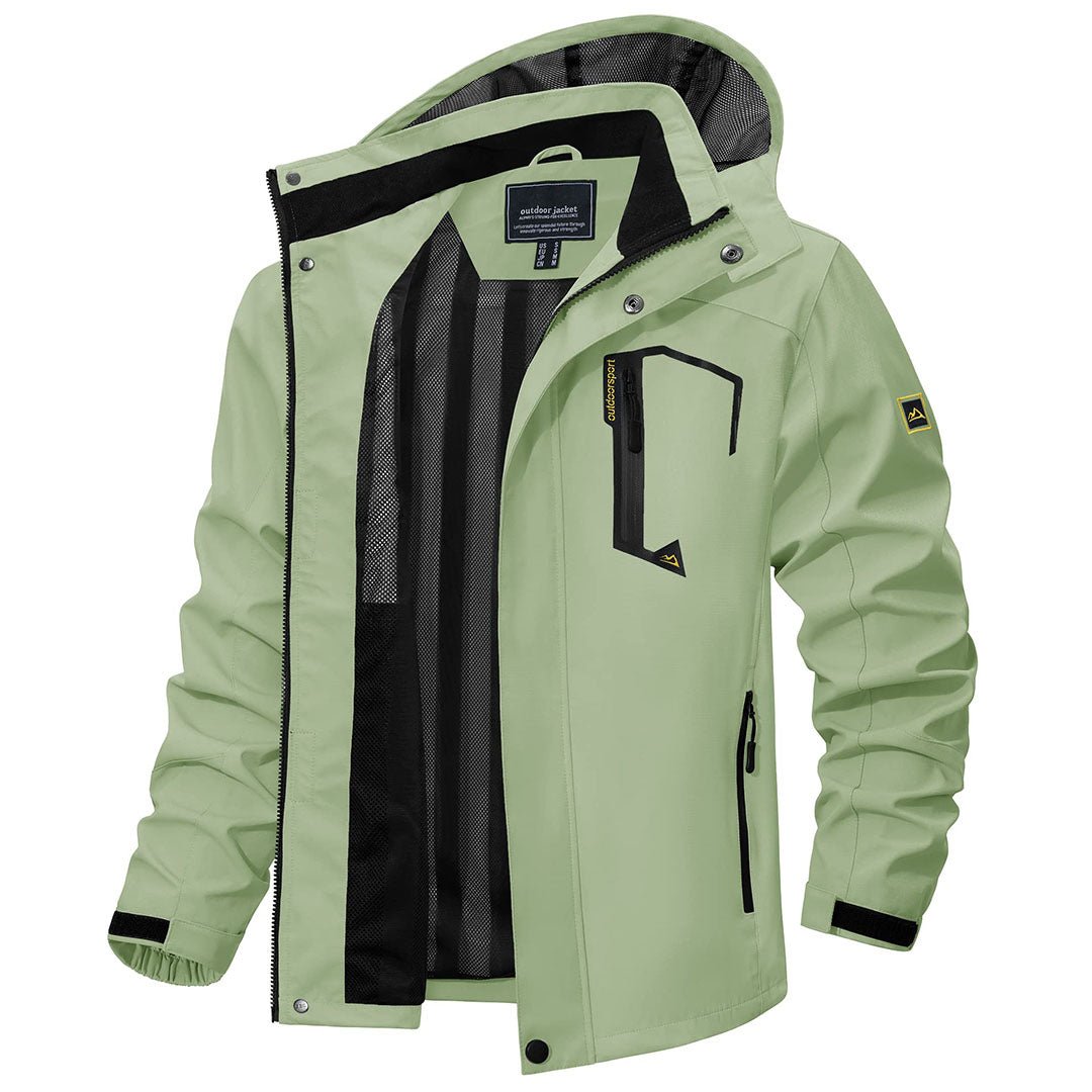TACVASEN Light Green Men's Waterproof Outdoor Hiking Jacket with Zipped Pockets