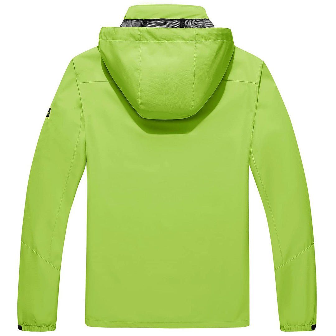 TACVASEN Bright Green Men's Waterproof Outdoor Hiking Jacket with Zipped Pockets