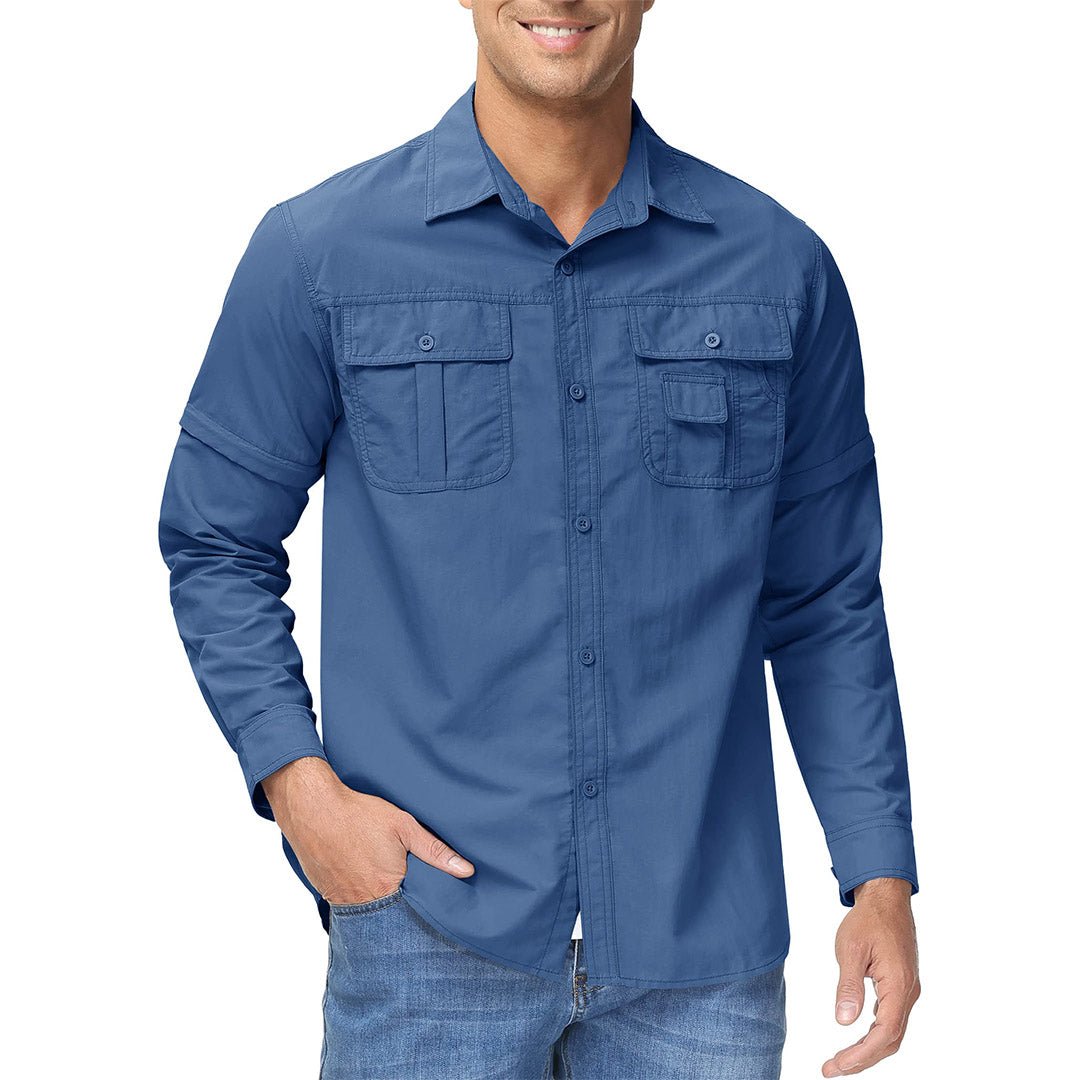 TACVASEN Khaki Men's Breathable Quick - Dry Convertible Outdoor Shirt