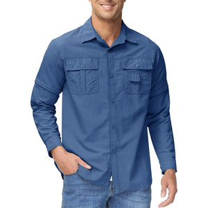 TACVASEN Khaki Men's Breathable Quick - Dry Convertible Outdoor Shirt