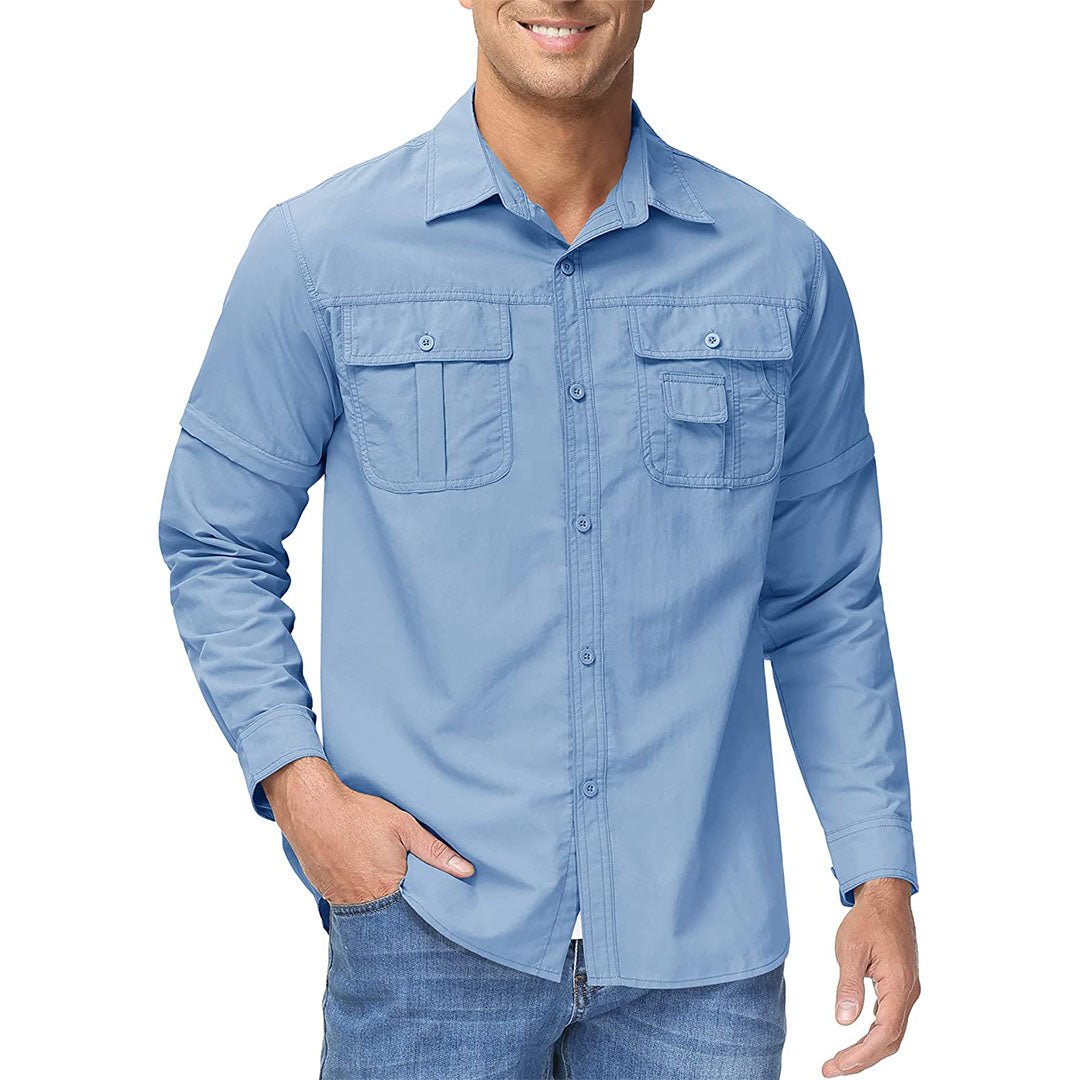 TACVASEN Khaki Men's Breathable Quick - Dry Convertible Outdoor Shirt