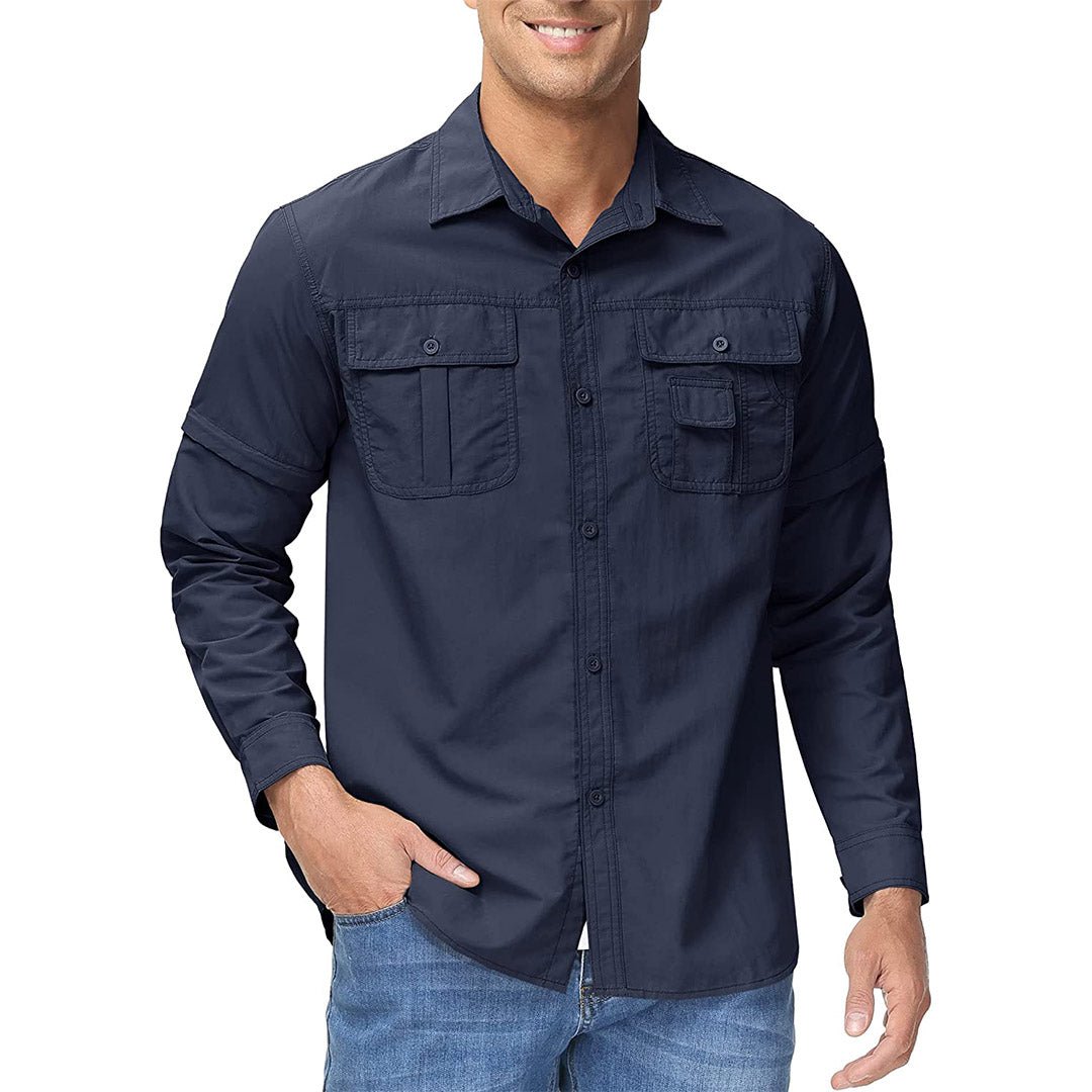 TACVASEN Khaki Men's Breathable Quick - Dry Convertible Outdoor Shirt