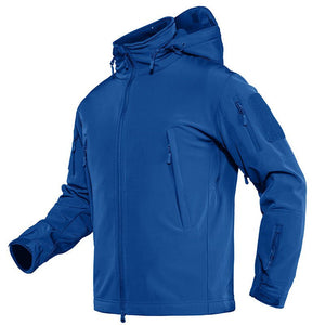 TACVASEN Blue Men's Combat Airsoft Softshell Fleece Army Coat