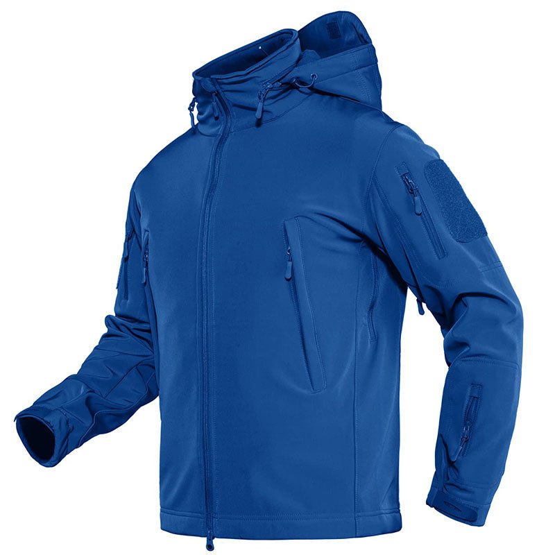 TACVASEN Blue Men's Combat Airsoft Softshell Fleece Army Coat