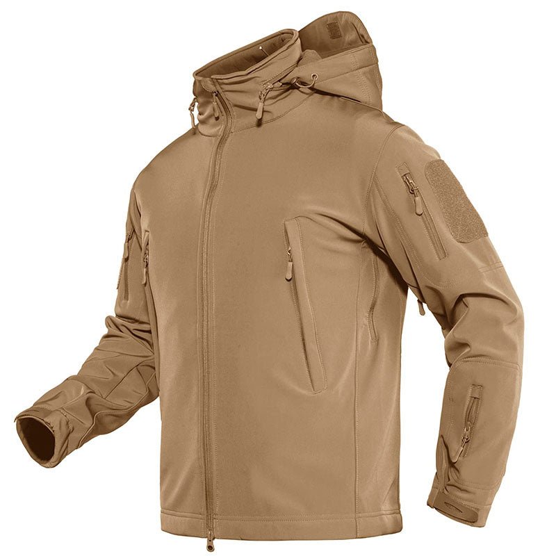 TACVASEN Sand Men's Combat Airsoft Softshell Fleece Army Coat