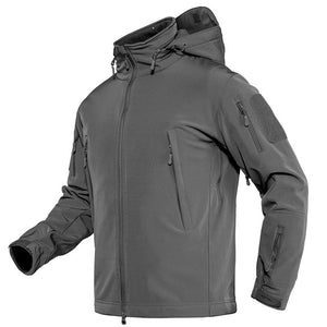 TACVASEN Grey Men's Combat Airsoft Softshell Fleece Army Coat