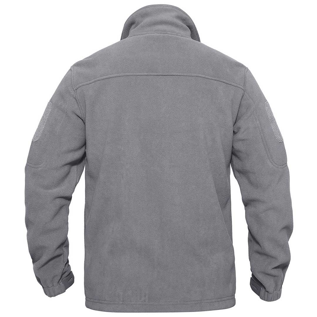 TACVASEN Light Grey Men's Tactical Fleece Jackets Full Zip Coat with Multi Pockets