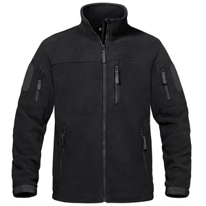 TACVASEN Black Men's Tactical Fleece Jackets Full Zip Coat with Multi Pockets