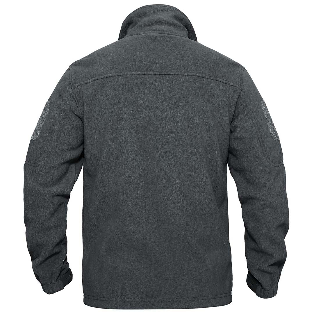 TACVASEN Dark Grey Men's Tactical Fleece Jackets Full Zip Coat with Multi Pockets