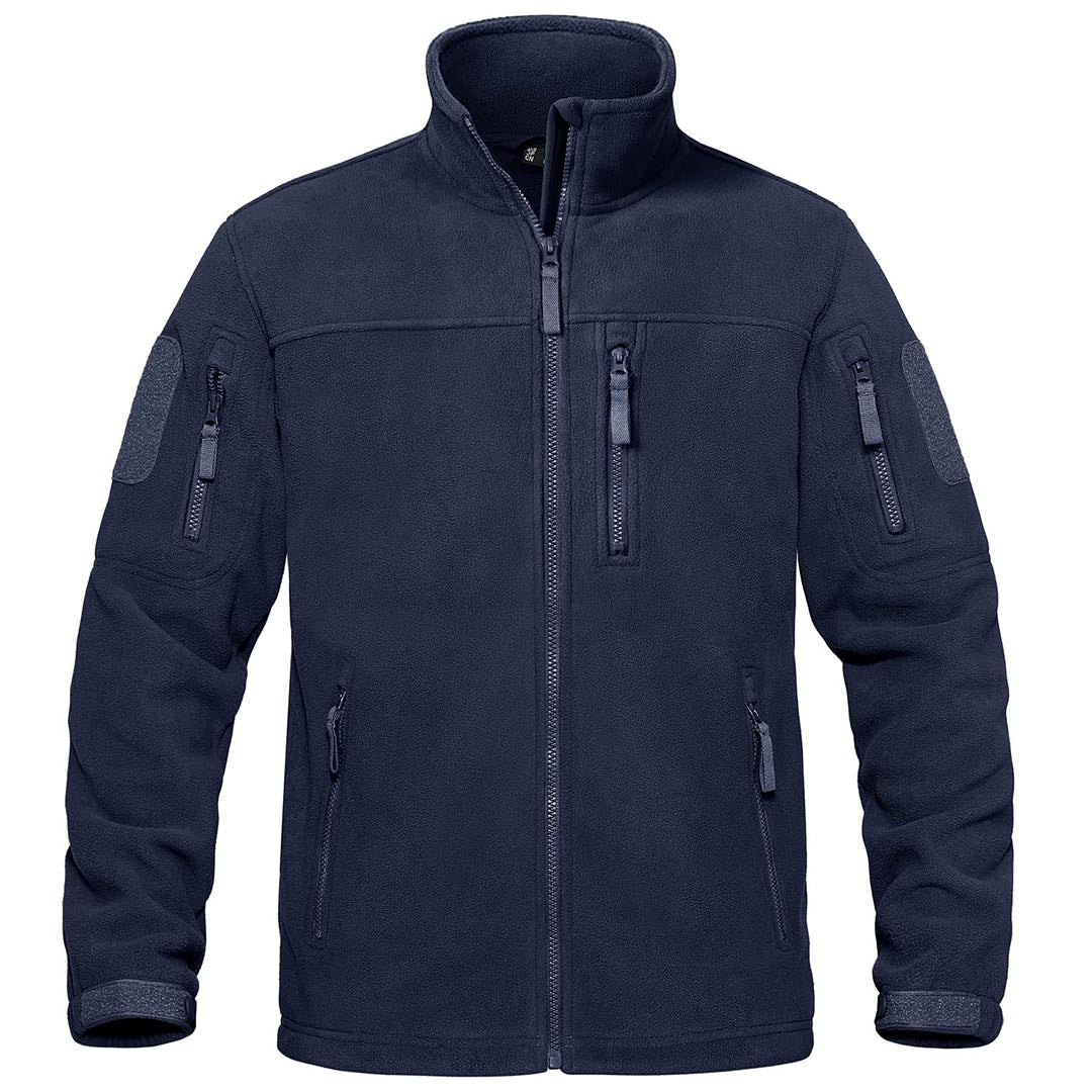 TACVASEN Navy Men's Tactical Fleece Jackets Full Zip Coat with Multi Pockets