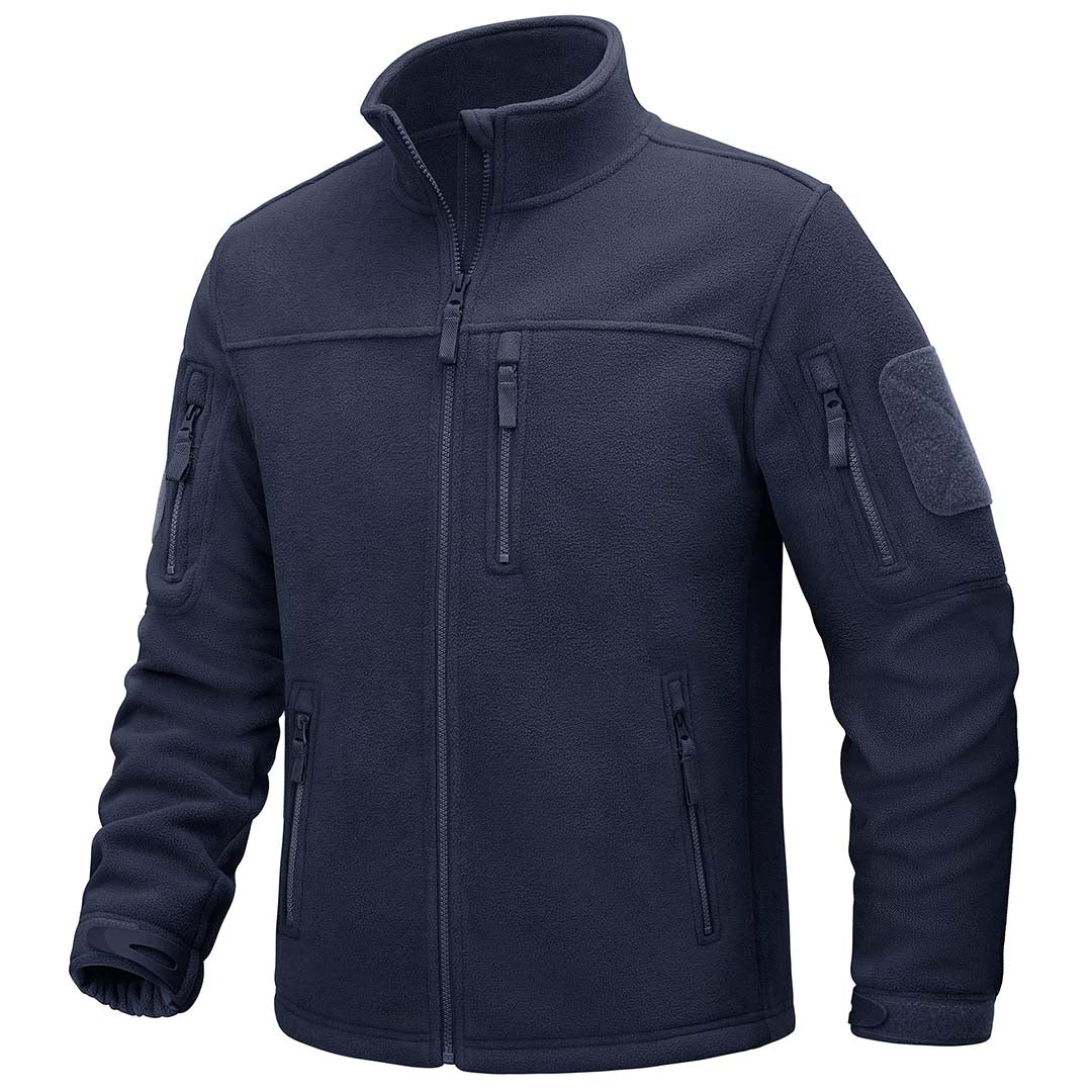 TACVASEN Navy Men's Tactical Fleece Jackets Full Zip Coat with Multi Pockets