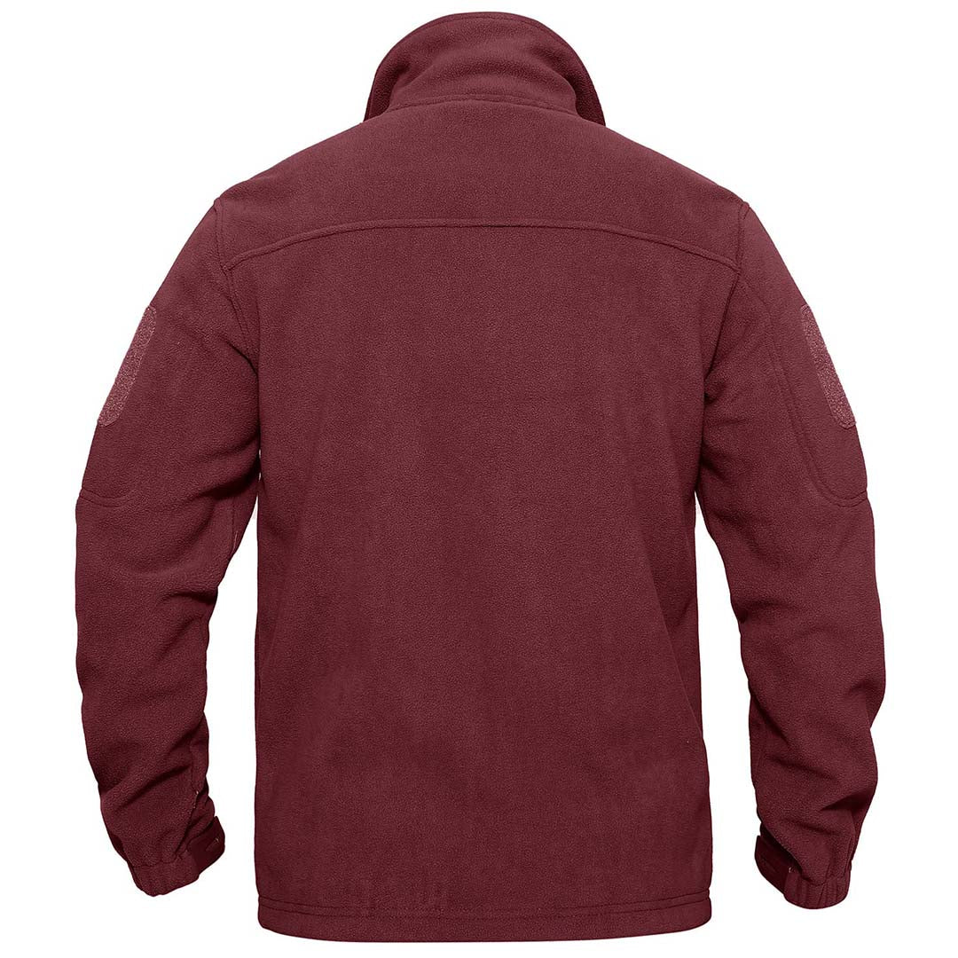 TACVASEN Wine Red Men's Tactical Fleece Jackets Full Zip Coat with Multi Pockets