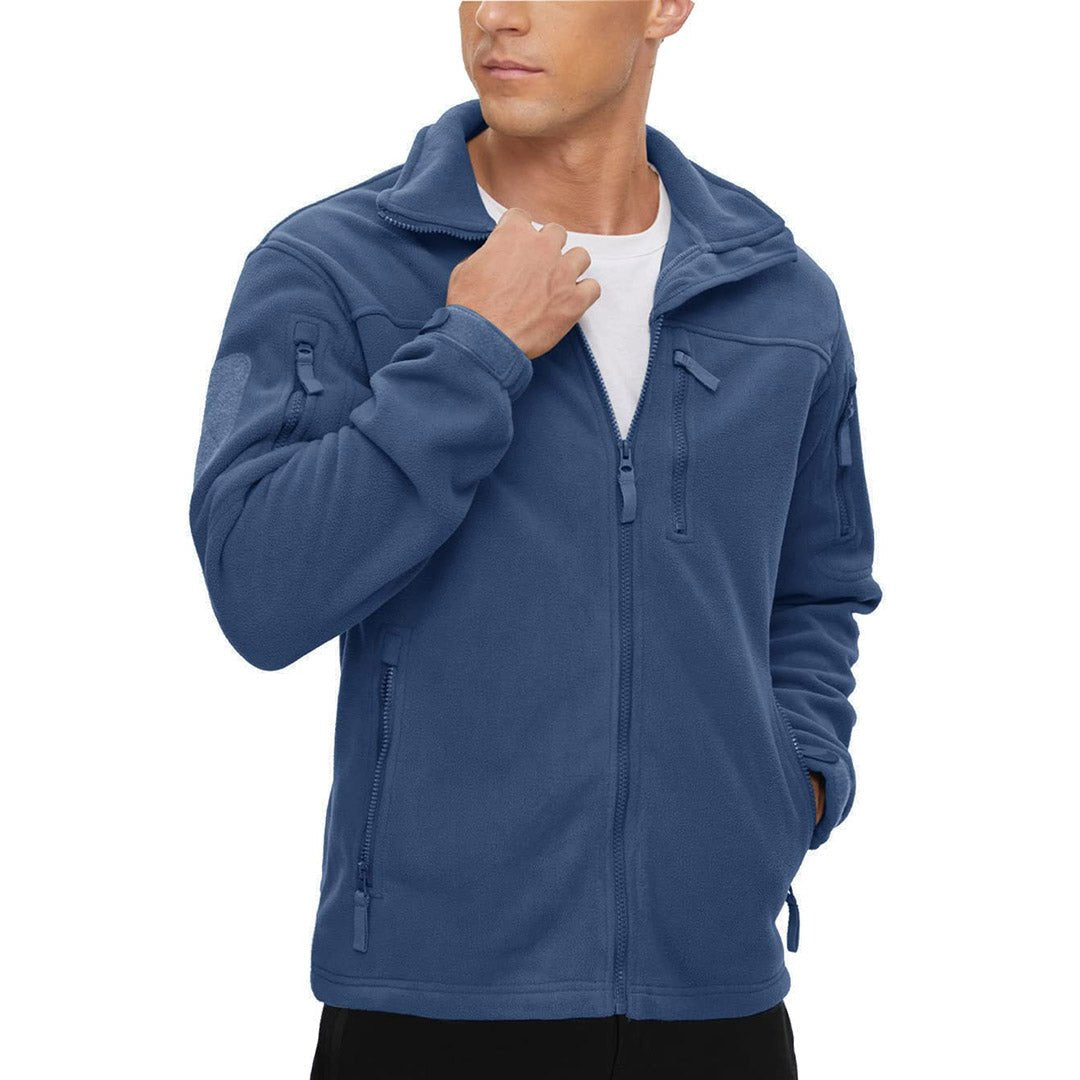 TACVASEN Royal Blue Men's Tactical Fleece Jackets Full Zip Coat with Multi Pockets