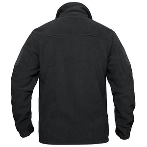 TACVASEN Black Men's Tactical Fleece Jackets Full Zip Coat with Multi Pockets