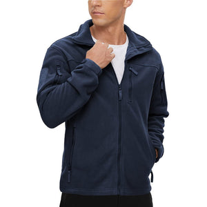 TACVASEN Navy Men's Tactical Fleece Jackets Full Zip Coat with Multi Pockets