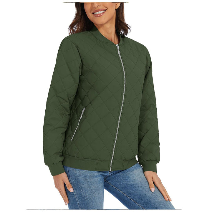 Women's Diamond Quilted Jackets Lightweight Casual Bomber Jacket -