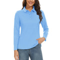 TACVASEN Waterfall Blue Women's Golf UPF 50+ Sun Protection 3 - Button Quick Dry Long Sleeve Polo Shirts
