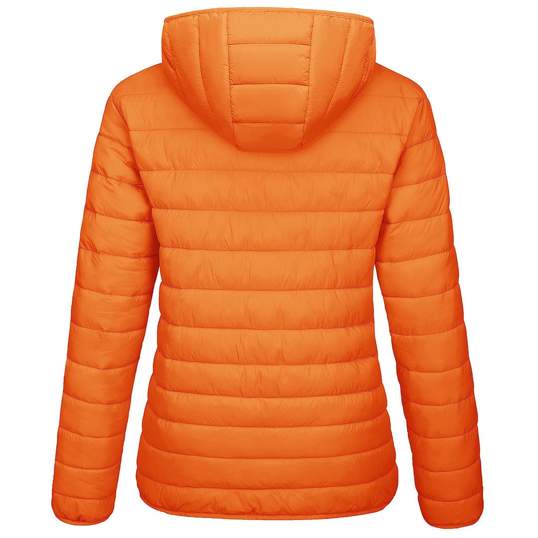 TACVASEN Orange Women's Puffer Jacket Full - zip Water - Resistant Winter Hooded Coat