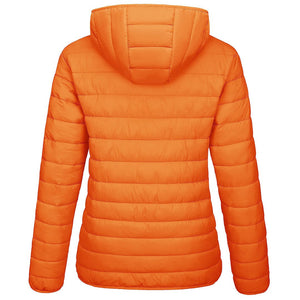 TACVASEN Orange Women's Puffer Jacket Full - zip Water - Resistant Winter Hooded Coat