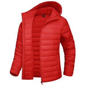 TACVASEN Tomato Red Women's Puffer Jacket Full - zip Water - Resistant Winter Hooded Coat