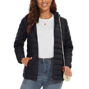 TACVASEN Azure Women's Puffer Jacket Full - zip Water - Resistant Winter Hooded Coat
