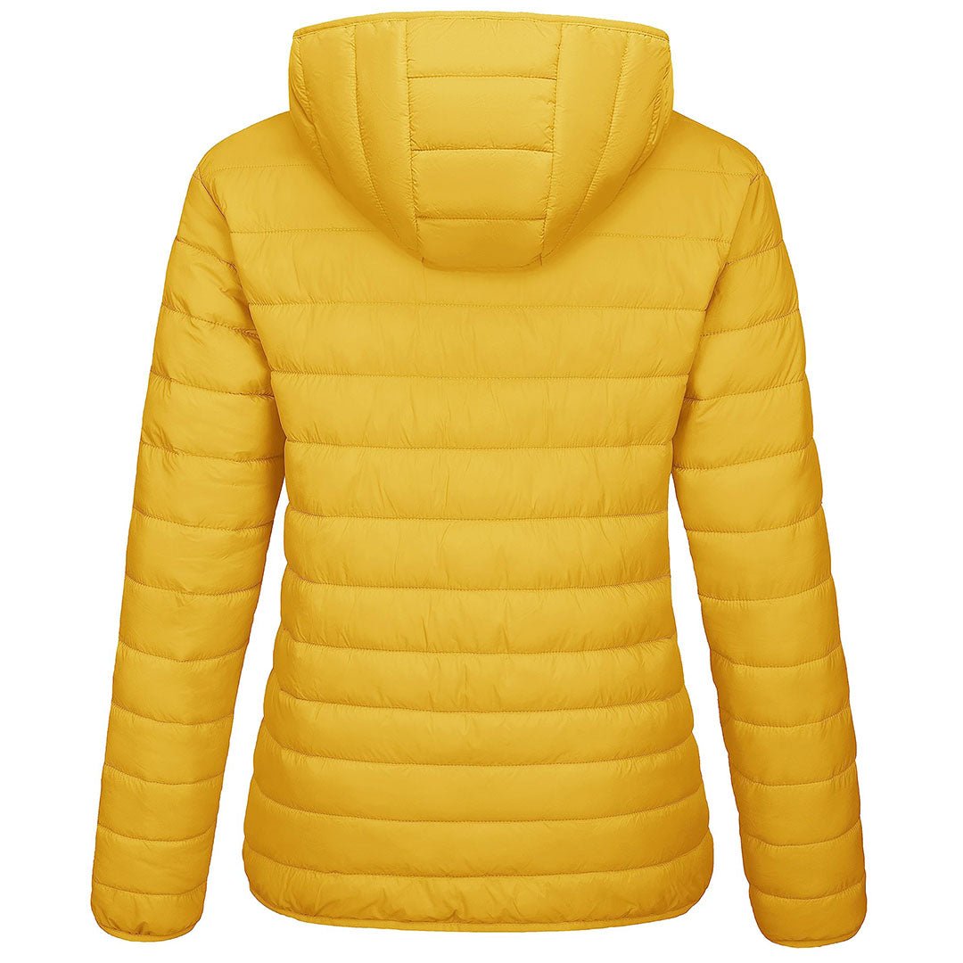 TACVASEN Yellow Women's Puffer Jacket Full - zip Water - Resistant Winter Hooded Coat