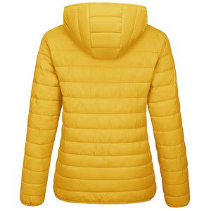 TACVASEN Yellow Women's Puffer Jacket Full - zip Water - Resistant Winter Hooded Coat