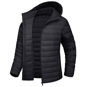 TACVASEN Black Women's Puffer Jacket Full - zip Water - Resistant Winter Hooded Coat