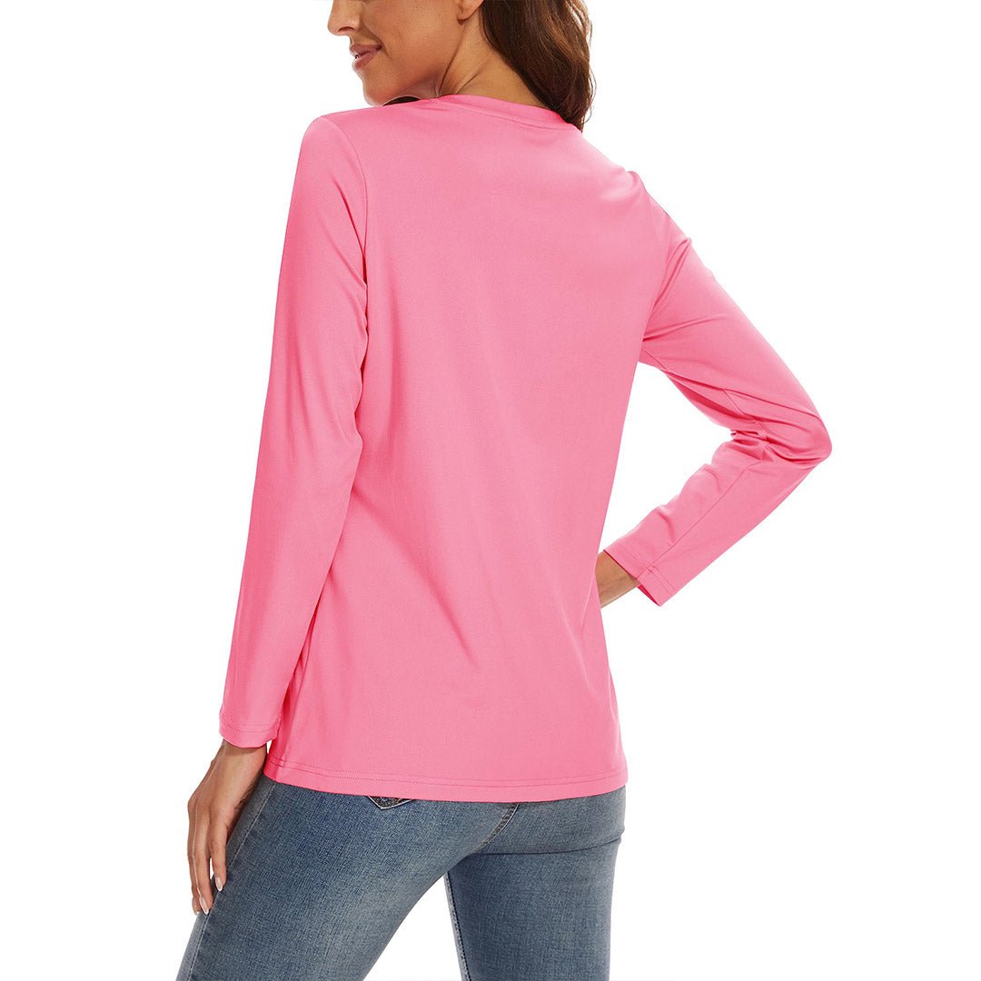 TACVASEN Rose Red Women's UPF 80+ Athletic Rashguard Long Sleeve Shirt