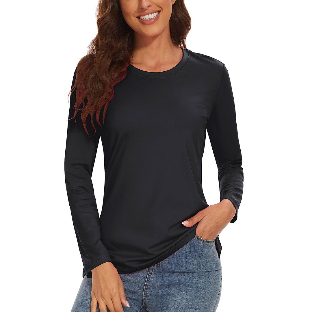 TACVASEN Black Women's UPF 80+ Athletic Rashguard Long Sleeve Shirt
