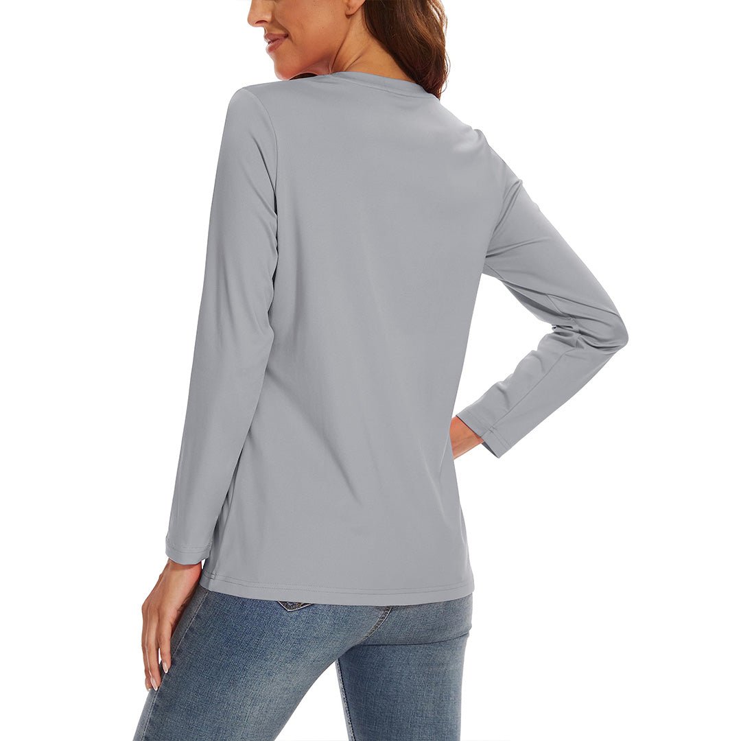TACVASEN Light Grey Women's UPF 80+ Athletic Rashguard Long Sleeve Shirt